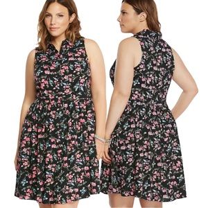 Floral Print Button Challis Dress Black Floral Sleeveless. Never worn.
